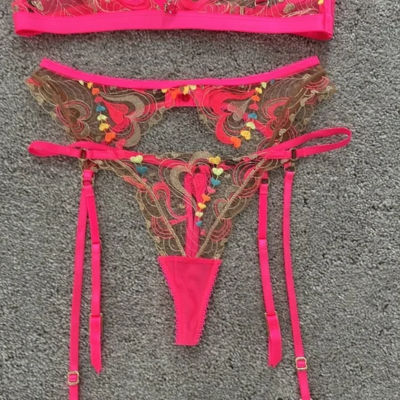 Honey Birdette Pink Embroidered Lingerie Set - Picture 3 of 3